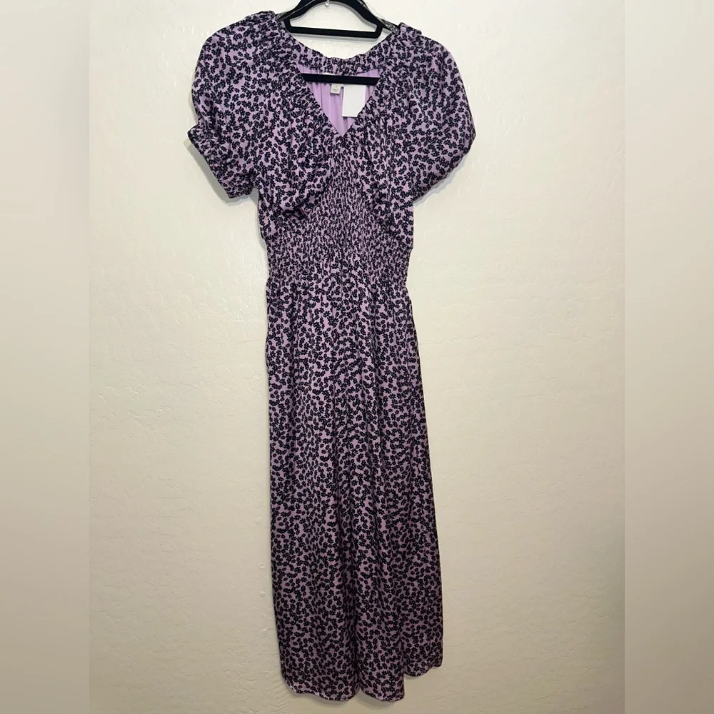 Elegant Purple Animal Print Midi Dress - Picture 1 of 5